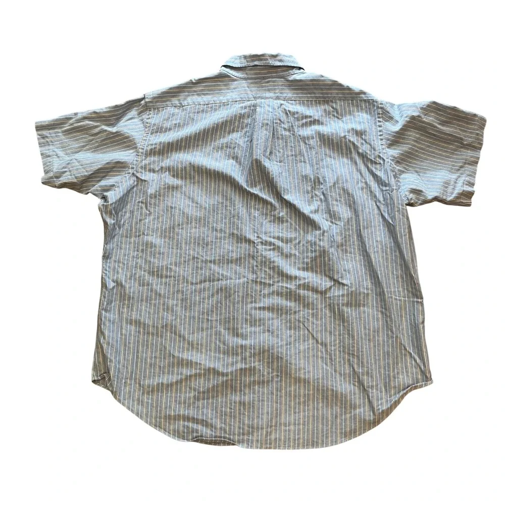 Ralph Lauren Mens XXL Classic Fit Short Sleeve Striped Oxford Shirt‎ Blue White